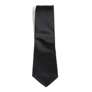 THE TIE BAR Men's 100% Silk DESIGNER Tie Solid Black 57" x 3" EUC